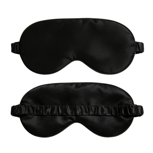 Masque de nuit en soie de mûrier KAÏMINA coloris noir, opacité totale et protection des cils.