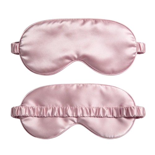 Masque de nuit en soie de mûrier KAÏMINA coloris rose poudré, doux et anti-âge pour la peau.