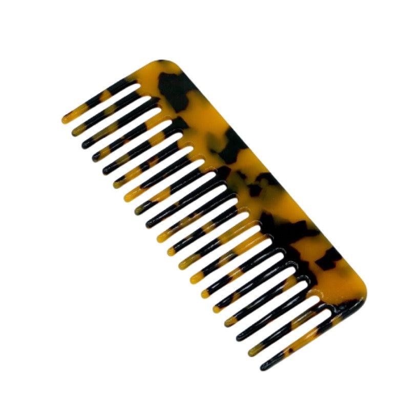Peigne de luxe finition écaille de tortue (tortoiseshell) en acétate, peigne démêlant chic format pocket KAÏMINA.