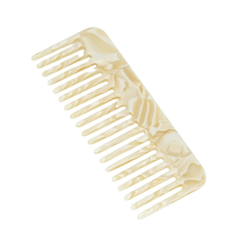 Peigne de sac en acétate finition crème ivoire nacrée, peigne de coiffure minimaliste et élégant KAÏMINA.